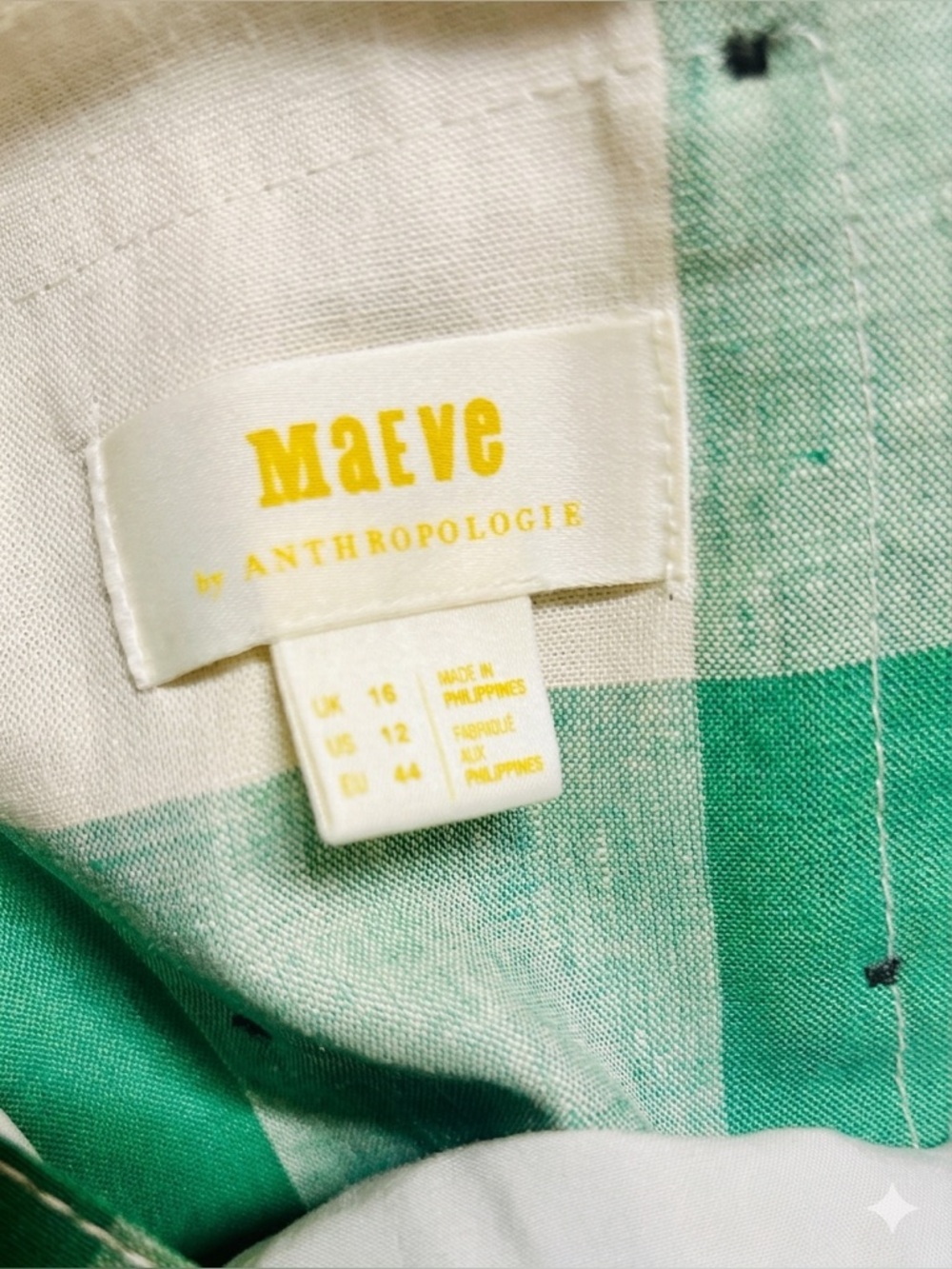 Anthropologie Maeve Greta Gingham Halter Midi Dress Green White Check NWOT 12 - Picture 4 of 16